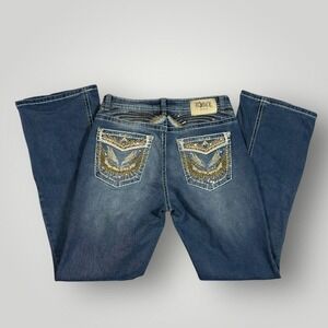 R3BEL Jeans Juniors 15 Blue‎ Bootcut Rhinestone Sequin Embellished Pockets Denim